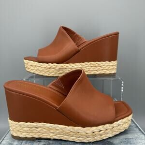 NEW Kenneth Cole Reaction Women’s Maria Mule Wedge Sandals Cognac Size 9.5